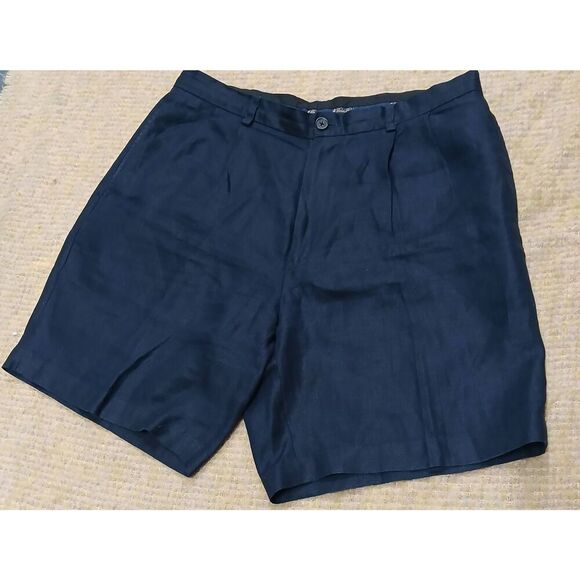 Brooks brothers 100% Irish linen mens size 38 DAD shorts navy blue - Picture 1 of 9